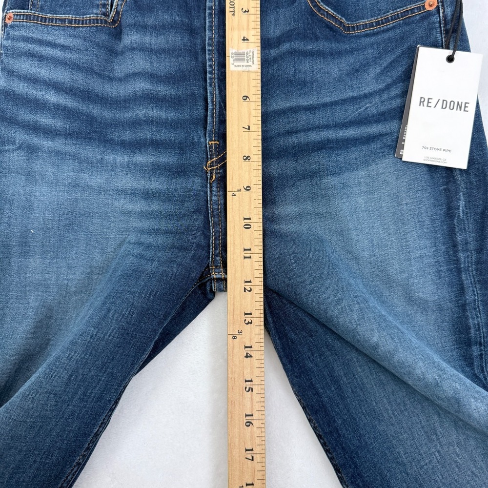 RE/DONE Jeans Womens 27 (28x28) Blue 70s Stove Pipe Straight Leg Whisker - Picture 5 of 13